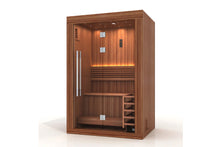 Load image into Gallery viewer, Golden Designs 2025 Updated &quot;Sundsvall Edition&quot; 2 Person Traditional Sauna - Canadian Red Cedar Interior and Pacific Premium Clear Cedar Exterior
