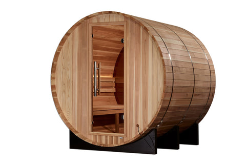 Golden Designs "Zurich" 4 Person Barrel Traditional Sauna (w/ Bronze Privacy View)