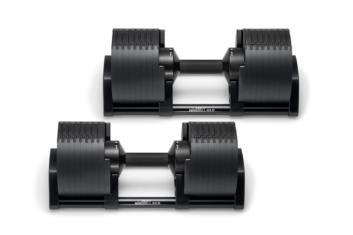 NÜOBELL 80lb Adjustable Dumbbells (Matte Black) – 360 Fitness