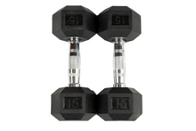Load image into Gallery viewer, Warrior Rubber Hex Dumbbells (🏃IN-STORE SPECIAL - $0.88/lb)