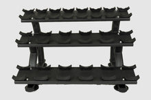 Load image into Gallery viewer, Warrior 10 Pair 3-Tier Compact Pro-Style Dumbbell Saddle Rack - SALE
