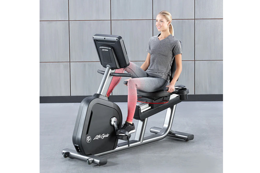 life cycle stationary bicycle Club Series+ Recumbent Lifecycle SL / Black Onyx | Indoor Cycling Bike | Best Bike For Home or the Go Console for a simpler experience Life Fitness Club Series Upright
