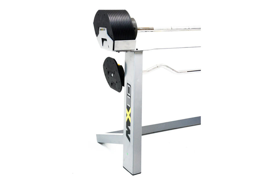 MX80 Rapid Change Adjustable Barbell Curl Bar System 20lbs to 80lbs 360 Fitness Superstore