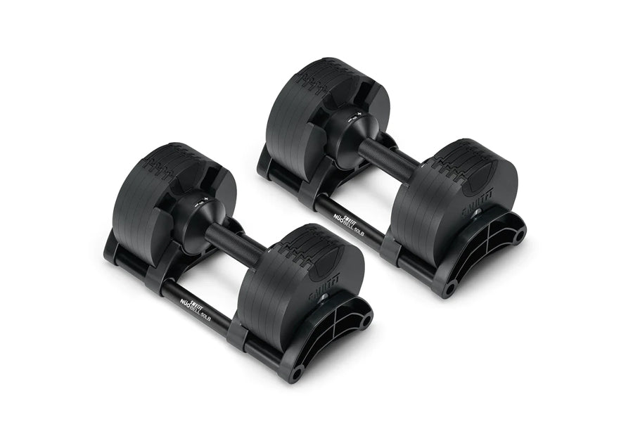 NÜOBELL 50lb Adjustable Dumbbells (Matte Black)