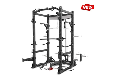 Warrior Gladiator 2.0 Pro Power Rack All-in-One Gym Cage with Lat Pull/Low Row