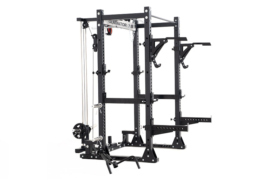 Warrior Gladiator 2.0 Pro Power Rack All-in-One Gym Cage with Lat Pull ...