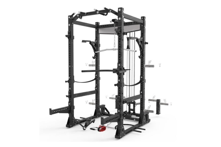 Warrior Gladiator 2.0 Pro Power Rack All-in-One Gym Cage with Lat Pull ...