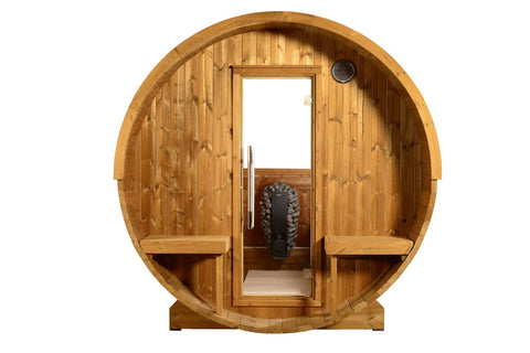 Almost Heaven Evander Half-Moon Canopy Barrel Sauna (Heritage Collection)