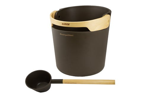 Harvia Helmi Sauna Pail & Ladle Set (Chocolate Brown)