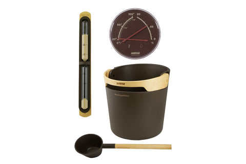 Harvia Helmi Sauna Pail & Ladle Set (Chocolate Brown)