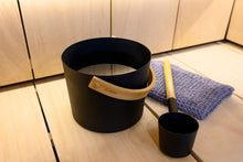 Load image into Gallery viewer, Harvia Sauna Pail w/Black Aluminum Ladle (Black Steel/Aluminum)
