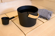 Load image into Gallery viewer, Harvia Sauna Pail w/Black Aluminum Ladle (Black Steel/Aluminum)
