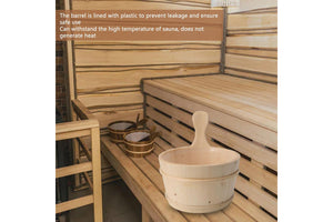 Harvia Wooden Sauna Pail & Ladle w/ Plastic Insert (3.5 Liter)
