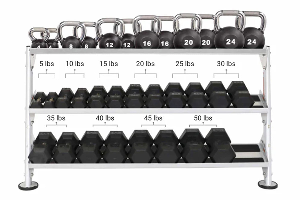 Hoist 60" Dumbbell Rack w/ Optional 3rd Tier (HF5461OPT60) 360