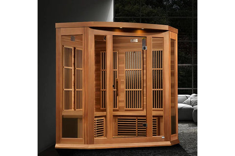 Maxxus "Chaumont Edition" 3-Person Corner Near Zero EMF FAR Infrared Sauna (Cedar or Hemlock)