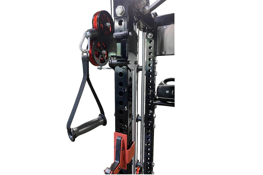 Power Rack Pully Adaptor Warrior 3.5 cable crossover power rack with dual red pulleys, black ...