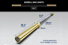 Load image into Gallery viewer, Warrior Black Cerakote &amp; Gold Titanium Barbell
