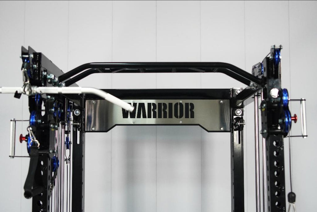 Warrior 3.5 cable crossover pulley power rack with black frame, blue ...