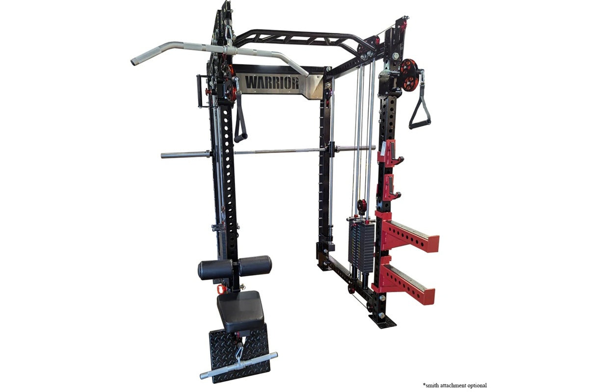 Warrior 3.5 Cable Crossover Pulley Power Rack Gym System w/ Lat Pulldo ...