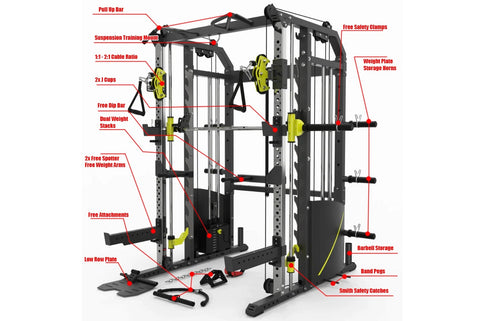 Warrior 701 All-in-One Power Rack Functional Trainer Cable Crossover Home Gym w/ Smith Cage (🚧LABOR DAY SALE)