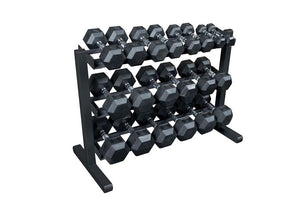 Warrior Rubber Hex Dumbbell Set w/ Rack (10-50lbs) (🏃IN-STORE SPECIAL)