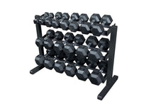 Load image into Gallery viewer, Warrior Rubber Hex Dumbbell Set w/ Rack (10-50lbs) (🏃IN-STORE SPECIAL)
