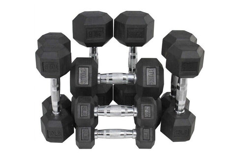 Warrior Rubber Hex Dumbbell Sets (5-50lbs & Up) (☀️SUMMER SALE)