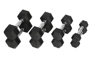 Warrior Rubber Hex Dumbbell Set (5-50lbs)