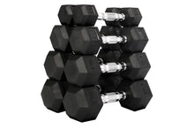 Load image into Gallery viewer, Warrior Rubber Hex Dumbbell Set w/ Rack (10-50lbs) (🏃IN-STORE SPECIAL)
