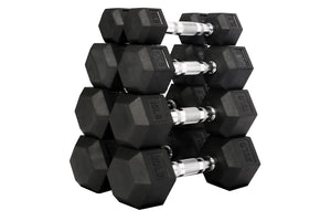 Warrior Rubber Hex Dumbbell Set w/ Rack (10-50lbs) (🏃IN-STORE SPECIAL)