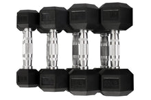 Load image into Gallery viewer, Warrior Rubber Hex Dumbbell Set w/ Rack (10-50lbs) (🏃IN-STORE SPECIAL)
