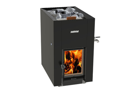 Harvia Linear 22 GreenFlame ES Wood-Burning Sauna Stove Heater (Black)