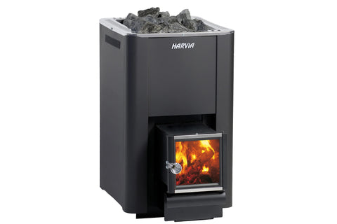 Harvia Pro 20 SL Wood-Burning Sauna Stove Heater with Extended Throat (Black)