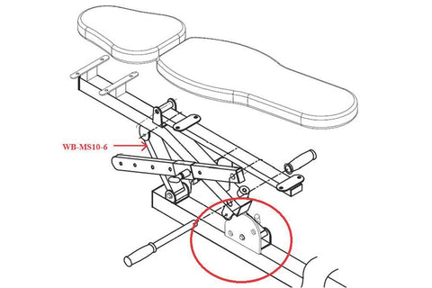 Black metal log splitter accessory adapter with adjustable arm, mounting bracket, and yellow control knob on white background