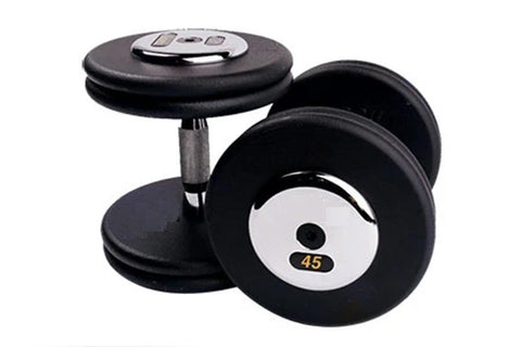 Warrior Black Pro Style Dumbbells w/ Chrome Caps