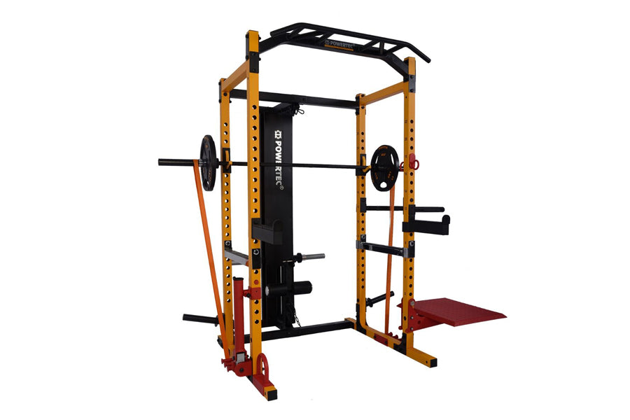 Powertec WorkBench® Power Rack (Yellow) – 360 Fitness Superstore