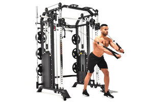 Warrior 801 Pro Power Rack Cage Functional Trainer Cable Pulley Home Gym w/ Smith Machine