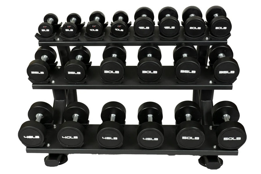 Warrior 3-Tier Compact Pro-Style Dumbbell Saddle Rack (10 Pair) (💥MEMORIAL SALE)