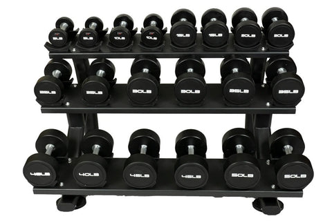 Warrior 3-Tier Compact Pro-Style Dumbbell Saddle Rack (10 Pair) (💥MEMORIAL SALE)