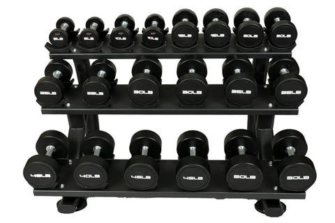 Warrior 10 Pair 3-Tier Compact Pro-Style Dumbbell Saddle Rack - SALE