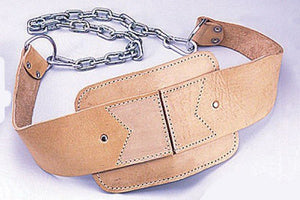 Warrior Imported Leather Padded Dip Belt with Heavy Duty Chain & Hook