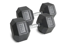 Load image into Gallery viewer, Warrior Rubber Hex Dumbbells ($1.39/lb)
