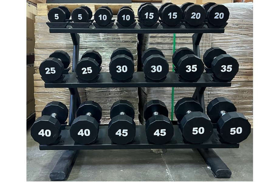 Warrior 12-Sided Urethane Dumbbell Set (5-50lb) (💥MEMORIAL SALE)